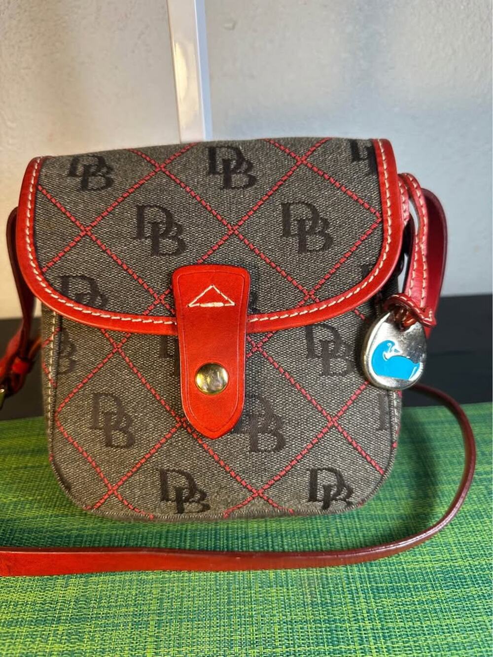 Dooney & Bourke Signature Mini Crossbody Bag with Red Trim